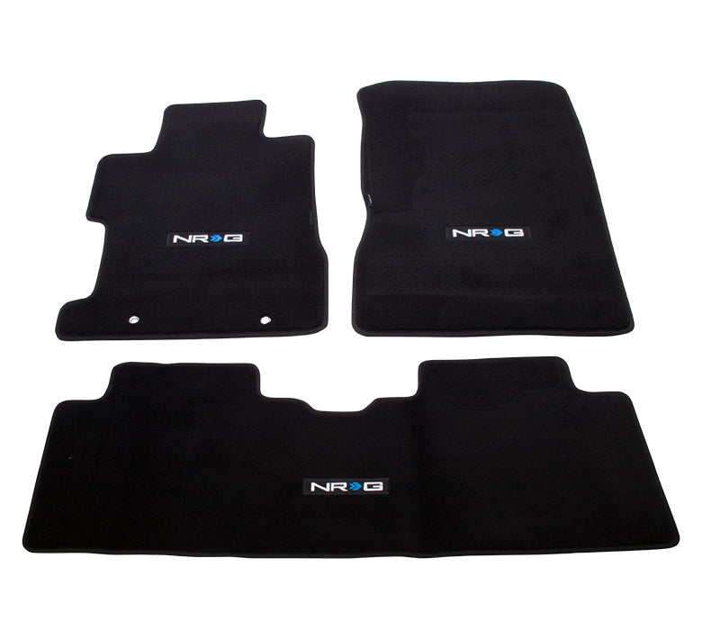 NRG FMR-152 floor mat set for 2006-2011 Honda Civic Si 4-door sedan with NRG logo, three-piece set
