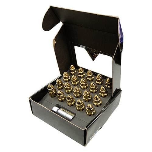 NRG LN-LS510CG-21 500 Series M12 x 1.25 chrome gold bullet lug nut set with lock key