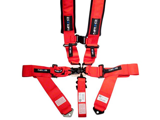 NRG SBH-5PCRD-620 SFI 16.1 five-point latch-link racing harness in red