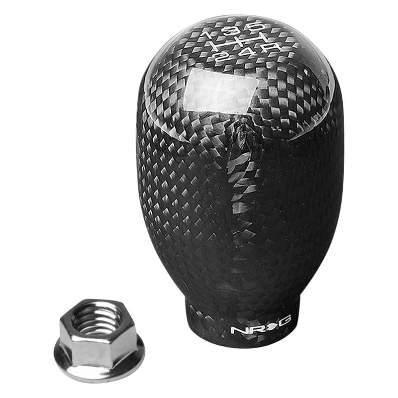 NRG SK-101BC-2 black carbon-fiber Type-R shift knob with 5-speed pattern and Honda M10 x 1.50 thread