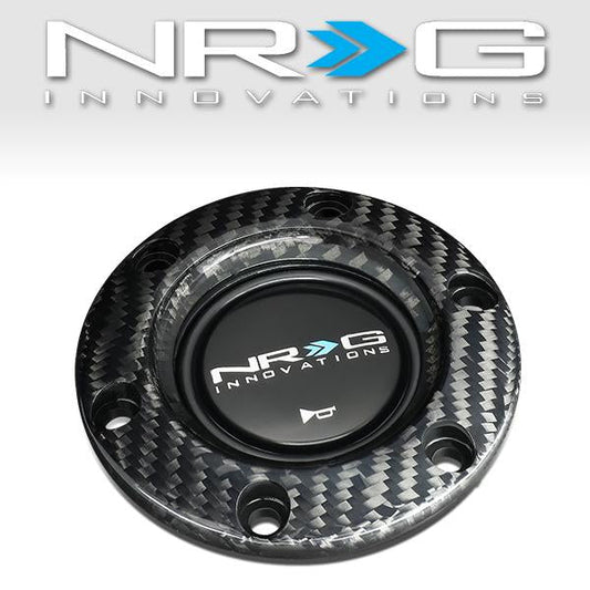 NRG STR-001BC black carbon-fiber horn ring with NRG horn button