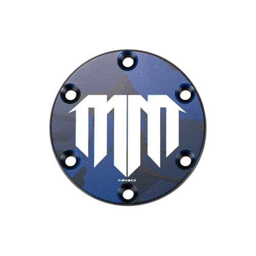 NRG STR-6-MM Mad Mike horn delete plate, dark blue camo finish with white Mad Mike logo