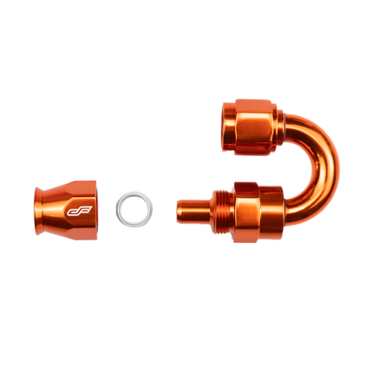 orange ptfe 180 degree swivel hose end