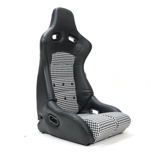 NRG Prisma Lab Reclinable Bucket Racing Seat - Houndstooth Black & White (Pair)