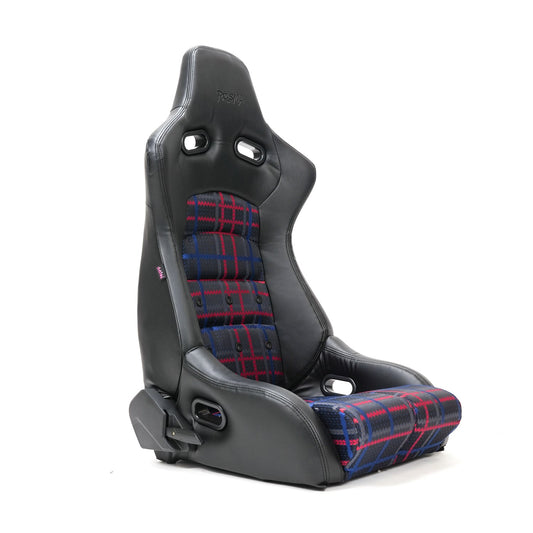 NRG Prisma Lab Reclinable Bucket Racing Seat - Tartan Fabric Material (Pair)