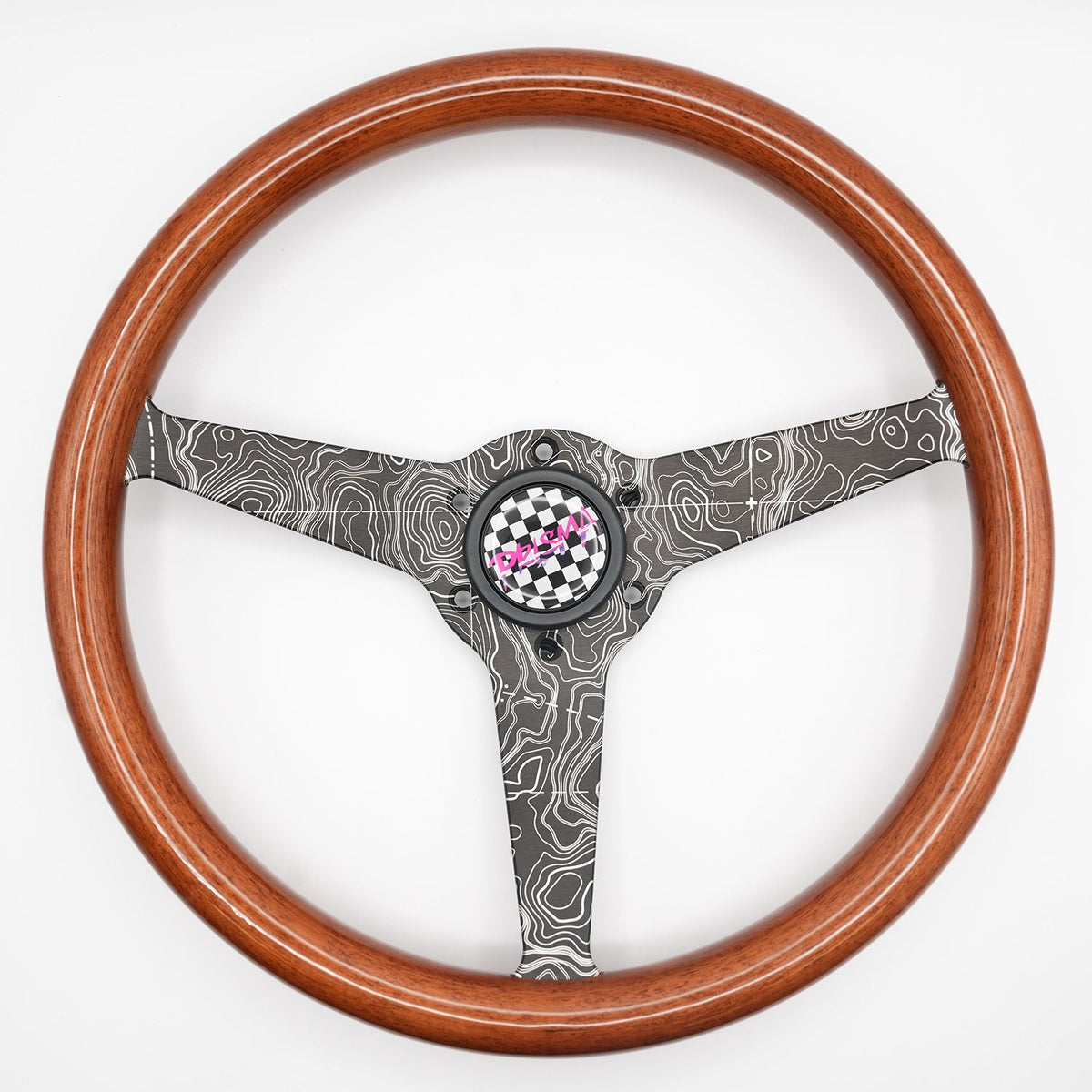 Prisma Vintage Woodgrain 340mm, Topographic spokes, Checkered horn button