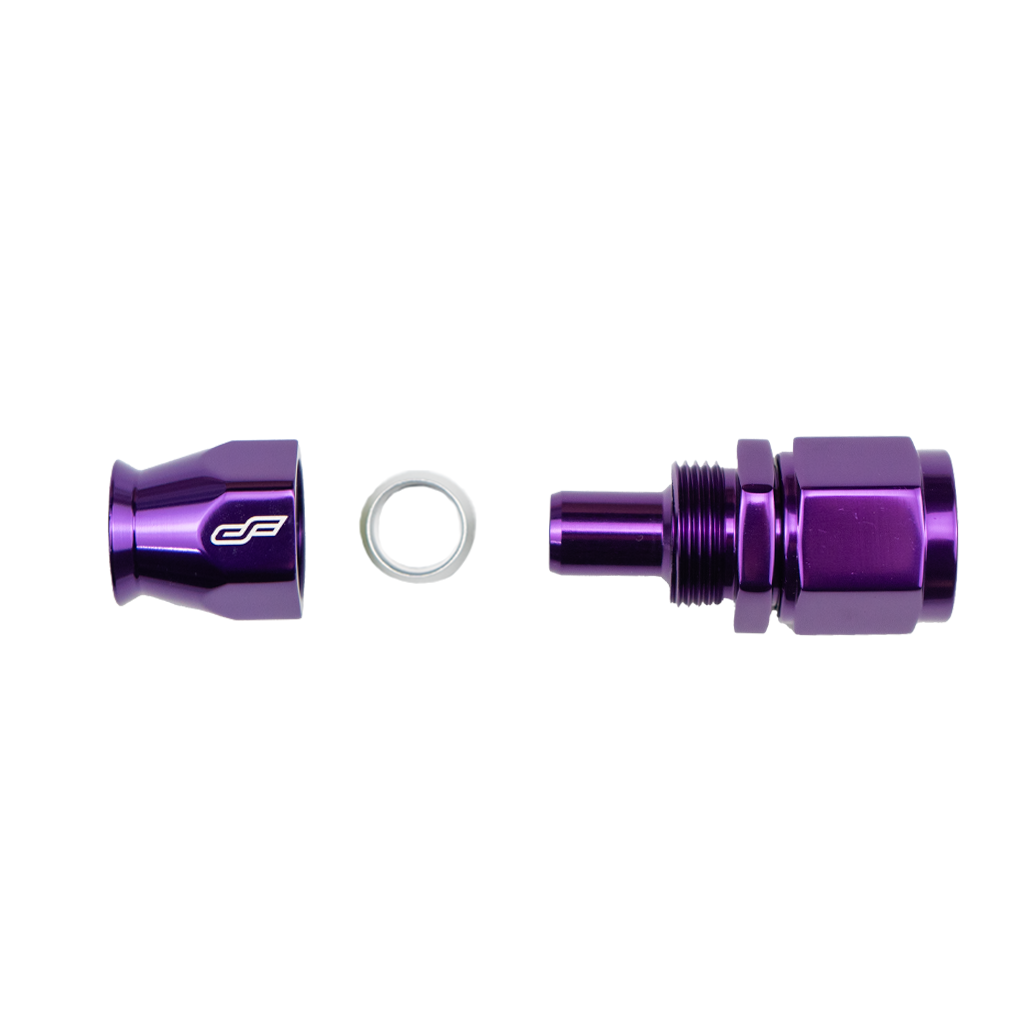 purple ptfe 0 degree swivel hose end