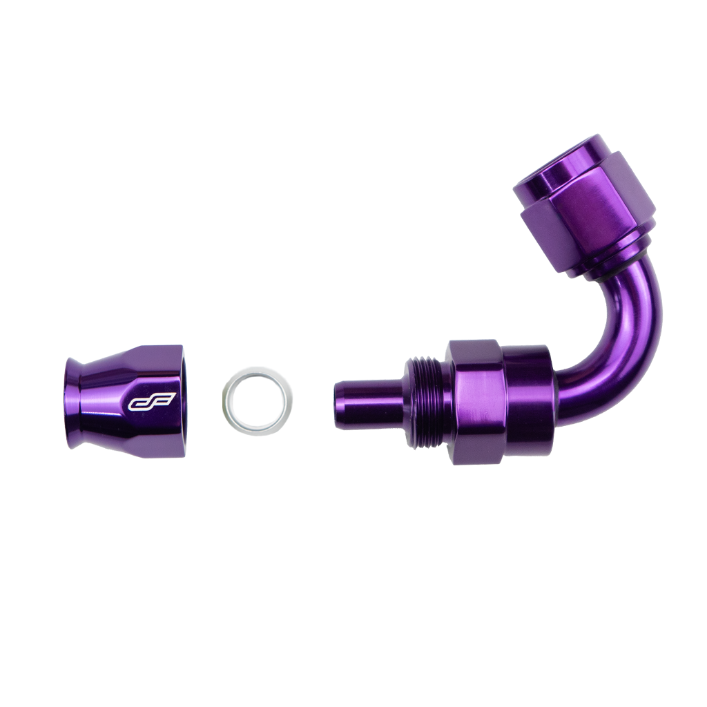 purple ptfe 120 degree swivel hose end