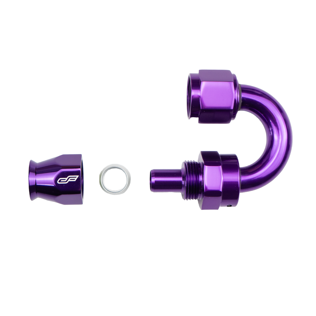 purple ptfe 180 degree swivel hose end