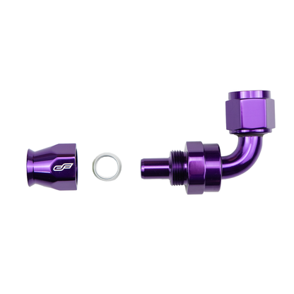 purple ptfe 90 degree swivel hose end