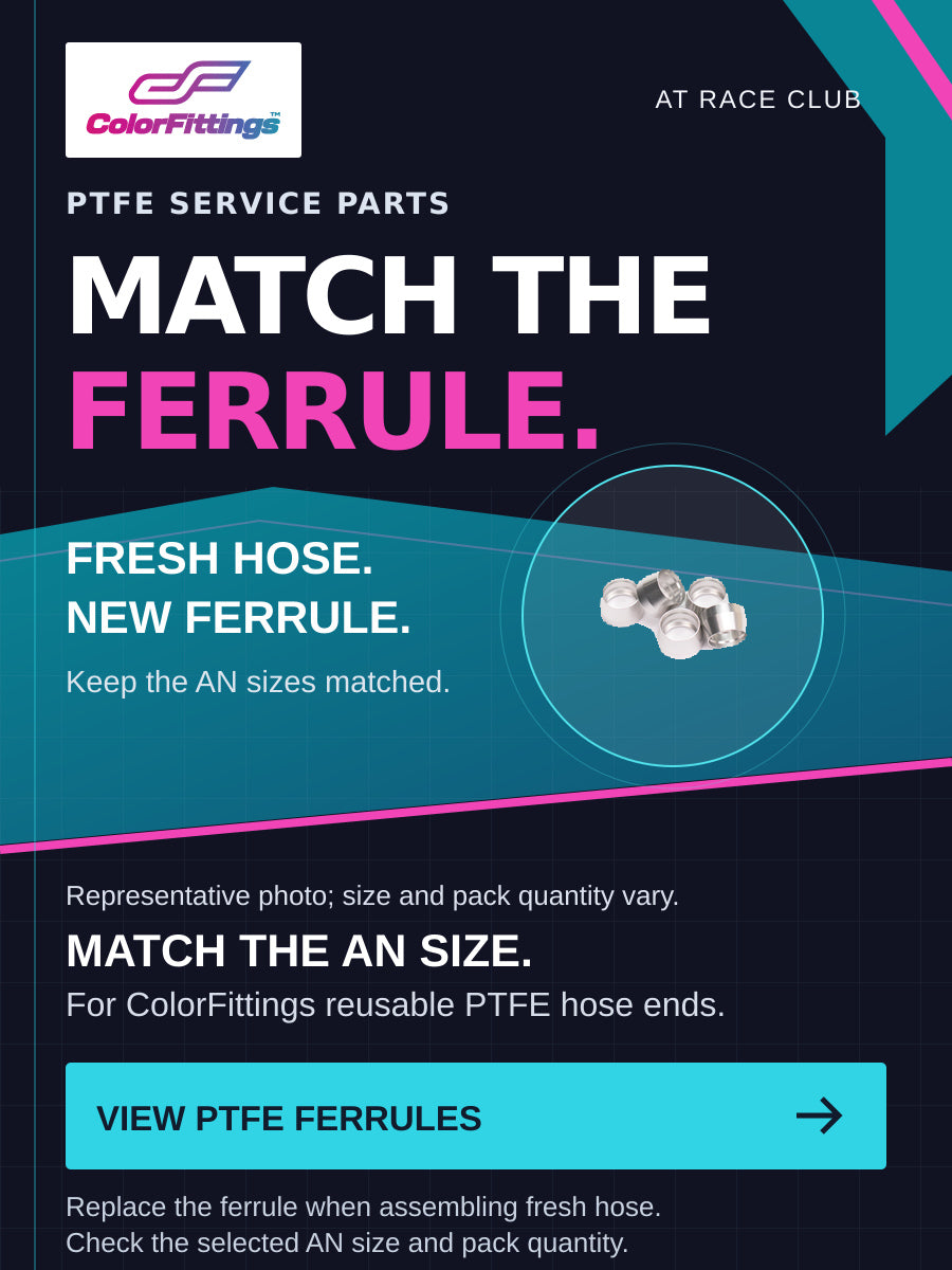 PTFE Replacement Ferrules. Family photograph; choose the required size and configuration.
