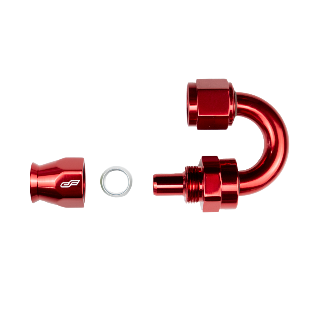 red ptfe 180 degree swivel hose end