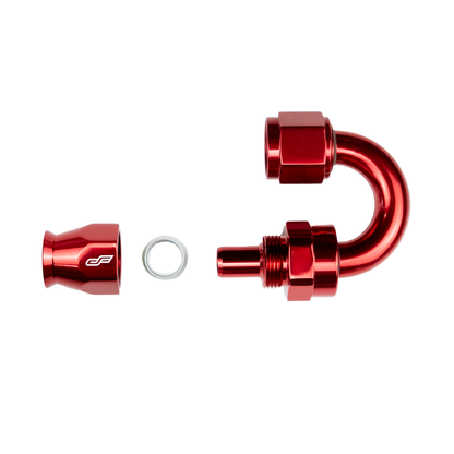red ptfe 180 degree swivel hose end