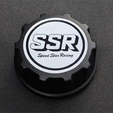 SSR PARTS328 Formula Mesh black wheel center cap with silver SSR face and scalloped black rim