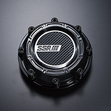 SSR PARTS342 DEVIDE Trail C-HI wheel center cap with gloss-black finish and SSR emblem