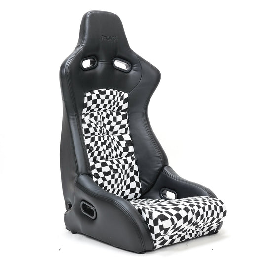 NRG Prisma Lab Reclinable Bucket Racing Seat - Trippy Checker Black & White (Pair)