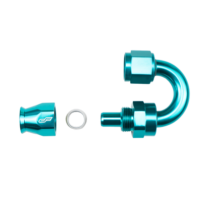 teal ptfe 180 degree swivel hose end